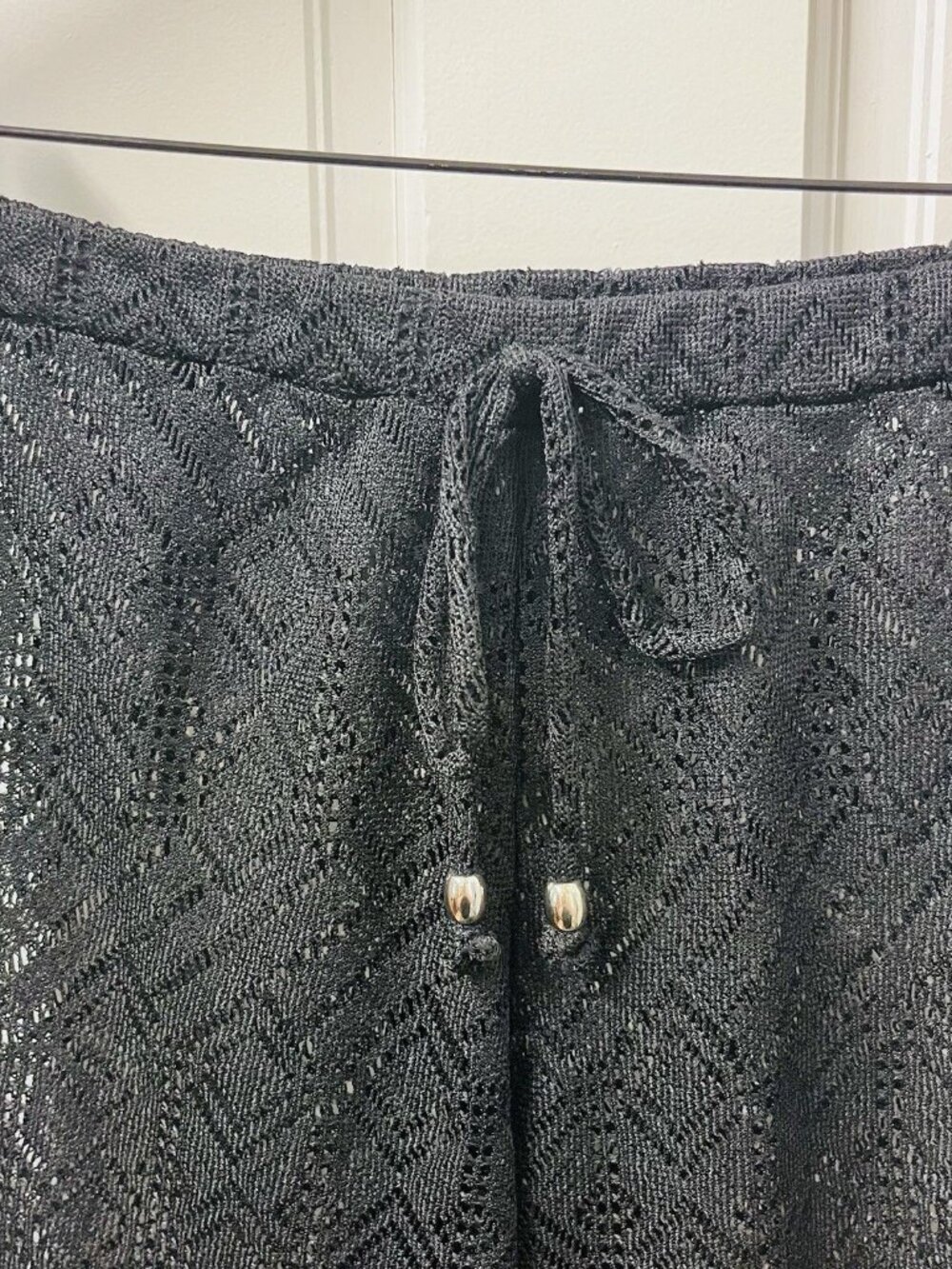 Catalina Medium Petite Swim Cover Up Pants Black Elastic Stretch Waist Lace - Picture 3 of 7